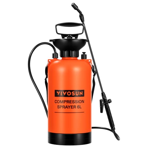 VIVOSUN 1.59-Gallon Pump Pressure Sprayer, Pressurized Lawn & Garden Water Spray Bottle with Adjustable Shoulder Strap, for Plants Spraying, Garden Watering and Household Cleaning