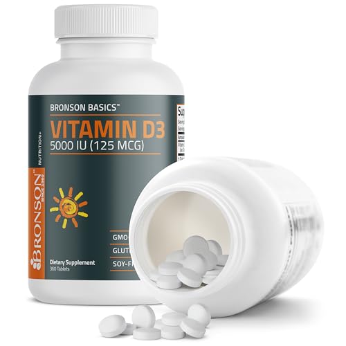 Image of Bronson Vitamin D3 5000iu (125mcg) Non-GMO Gluten-Free Soy-Free 360 Tablets