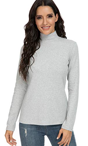 Image of Women's Cotton Mock Turtleneck Long Sleeve Basic Thermal Top
