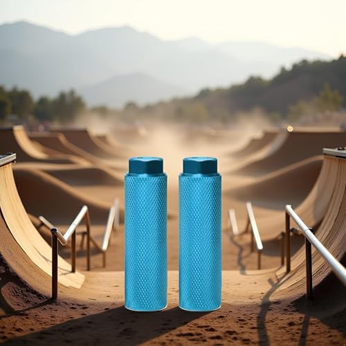 Amotor Fahrrad-Pegs aus Aluminiumlegierung, rutschfest, für Mountainbike, Radfahren, Stunt-Pegs, passend für 3/8-Zoll-Achsen, Fahrrad-Pegs, Zubehör, Blau, 2 Stück