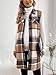 MakeMeChic Women's Maternity Vest Outerwear Plaid Print Collared Button Down Pregnancy Midi Coat Brown Large
