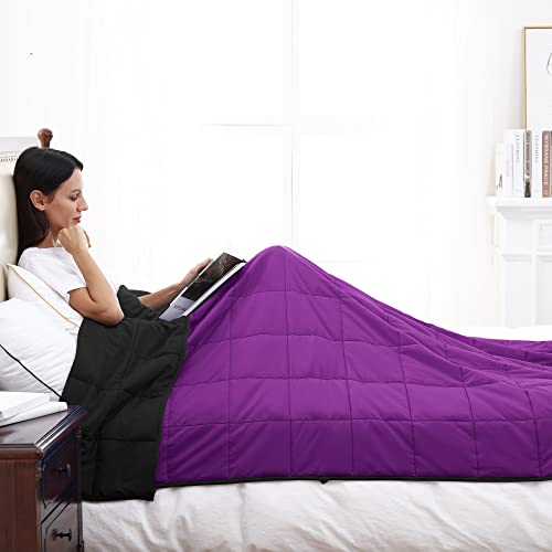 Joyching Weighted Blanket 10 Pounds For Adults Teens Twin Size, Reversible Cooling Soft Heavy Comforter With Premium Glass Beads (48X72In Black/Purple) #TOP5