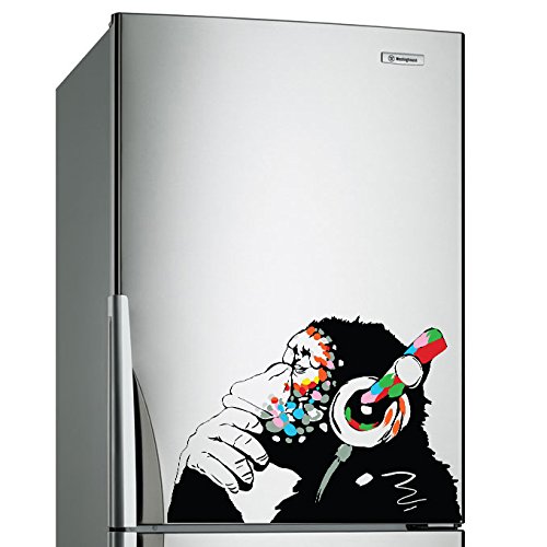 31'' X 22'' Banksy Vinyl Wall Decal Monkey With Headphones/Colorful Chimp Listening To Music Earphones/Street Art Graffiti Sticker #TOP15
