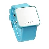 Jim Luxury Sport Unisex Mirror LED Digital Date Wrist Watch Sky Blue