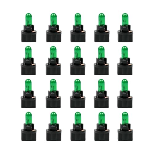 Zpana Car Halogen Instrument Cluster Bulbs Kits, 20PCS T5 17 57 86 Vehicle Dash Panel Lamp With Twist Lock Socket, 12V Automotive Interior Replacement Dashboard Light, Universal Fit (Green)