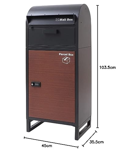 ヤマソロ 宅配ボックス ポスト メールボックス 郵便受け スタンドポスト 鍵付き ルグラン (ブラック×木目, 1段) 10枚目