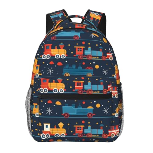 MIEPOS Mochila retrô Frog com alças acolchoadas para laptop, 29 x 15 x 40 cm, Trem, Mochilas Daypack