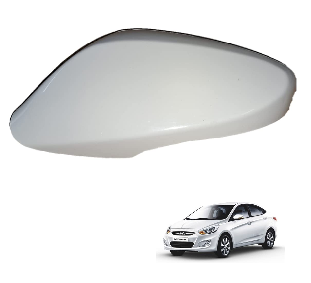 STYCARO Left Passenger Side Mirror Cover Cap compatible with Hundai Verna Fludic 2012-2016 Type 3 Model-White-Unpainted