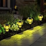 Easter Solar Pathway Lights Outdoor Decorative 4 Pack, Yellow LED Mushroom Solar Lights Outdoor Waterproof Solar Powered Decor for Yard Driveway Patio, Valentines Day Halloween Christmas Garden Decor
