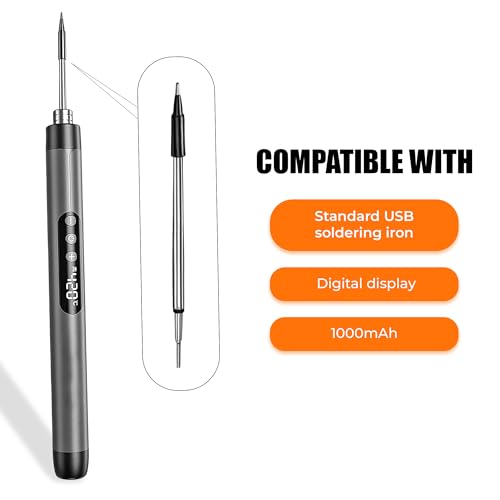 Image of 3PCS C210 (Type B) Soldering Iron Tips, USB Soldering Iron Round Tip 5V Battery 8W Rework Accessories, C210-B Compatible with 800mAh and 1000mAh USB Soldering Iron