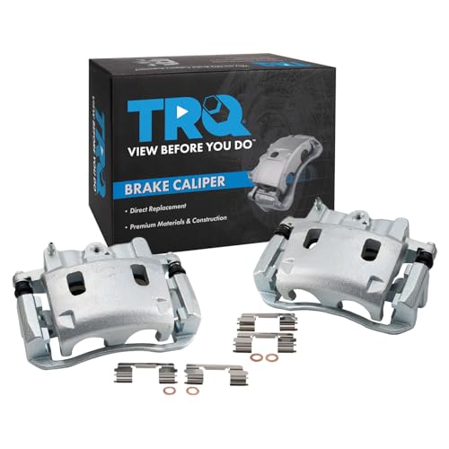 Image of TRQ Front Brake Caliper Set Brackets Hardware Zinc Coated Compatible with 2004-2006 Infiniti QX56 2004 Nissan Pathfinder Armada 2005-2006 Nissan Armada 2004-2007 Titan