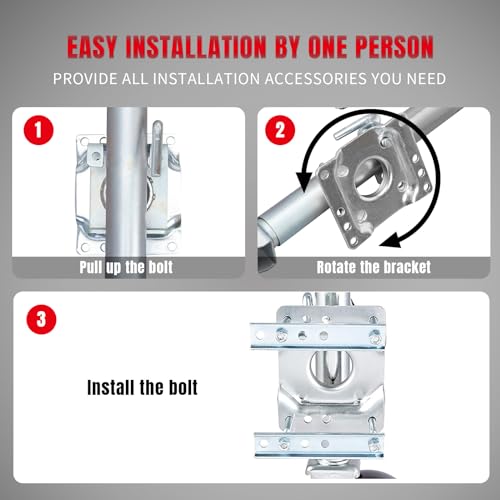 Image of Big RED ATR39001R-1 Torin Boat Trailer Jack with Single Wheel (6 Inch): Swing-Back Bolt-On Heavy Duty Swivel Tongue Trailer Jack, 1000 Lbs. Capacity