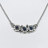  Trachtenkette mit Blumen, Dirndlkette, Trachtenschmuck, Edelstahlkette, Halskette für Damen, Trachtenarmband, Armband Trachtenlook, Capri Blue, Blau