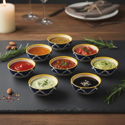 Image of A Practical Choice for Household Dining, Cafe Use and Table Presentation Ceramic Bowls for Dessert, Ice Cream, Rice, Soup, Snack, Dipping - Microwave Oven Dishwasher Safe (Blue, Set of 2)