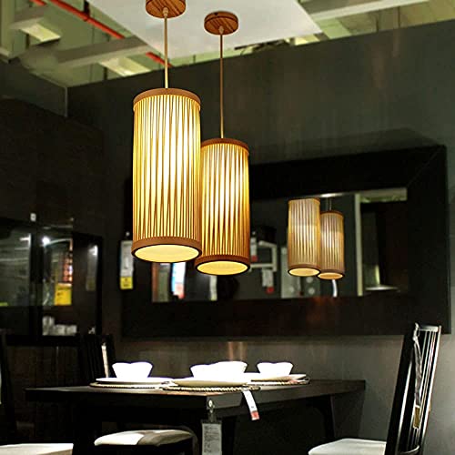 Iluminación colgante de bambú para comedores de diseño japonés zen 6