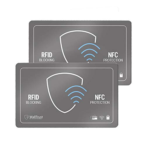 Preisvergleich Produktbild WallTrust RFID NFC Schutzkarte, Blockerkarte für Kreditkarten, 2er Set, Grau