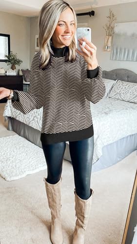 Image of ZESICA Women's 2026 Fall Striped Pullover Sweaters Tops Fashion Outfits