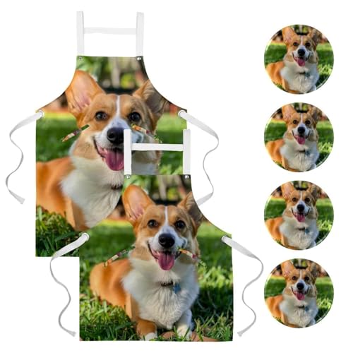 Tablier de serveuse pour restaurant et bistrot lot de 2 tabliers de cuisine Corgi