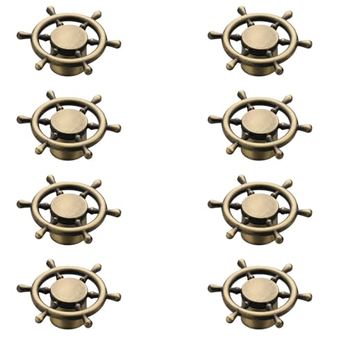 Image of Ship Wheel Design Knob for Drawer /Door Knob /Drawer Knobs /Decorative Knobs and Pulls /Zinc Alloy (Antique Finish) Pack of 8-| 3 Years Warranty |