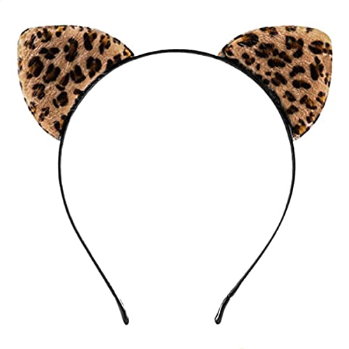 RUITASA Cheetah Ears Hairband, Leopard Ears Headband for Women and Girls, Halloween Cosplay Accessories with Metal Headband and Artificial Furry Cat Ears