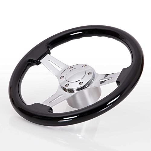 MÖWE MARINE BASIC Bootslenkrad Palma II Echtholz schwarz inkl. Adapter Nabe für Teleflex Ultraflex Lenkungen Holz Steuerrad Bootssteuerrad Cover