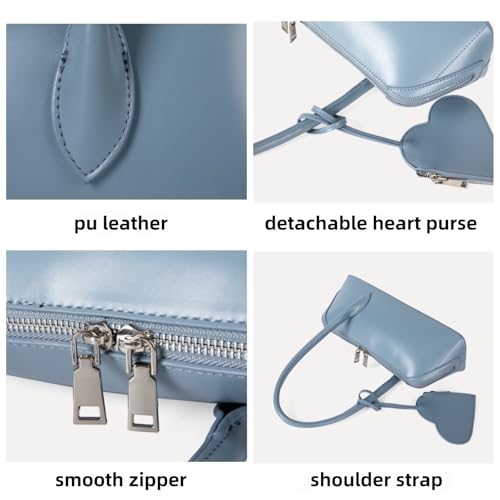 Vegan Leather Shoulder Purse with Heart Bag Y2k Aesthetic Handbag Top Handle Women Trendy Purses 20253