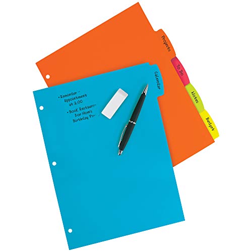 Image of Avery Durable Plastic 5-Tab Write & Erase Big Tab Dividers for 3 Ring Binders, Pastel Brights (16270) & Big Tab Write & Erase Durable Plastic Dividers, 5-Tab Set, Multicolor Brights, 3 Sets (21212)