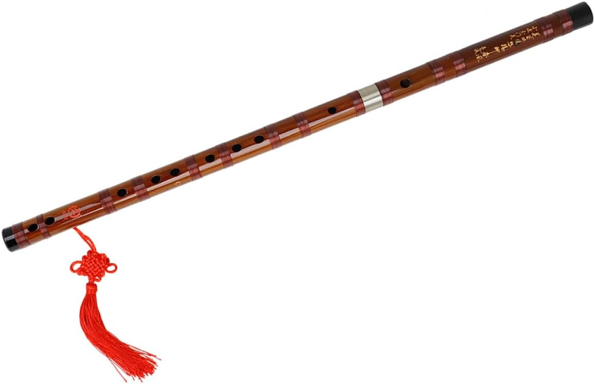 Red-brown Bitter Flute Key of F for Beginners, Traditional Chinese Musical Instrument Flute for Learning and Performance, Educational Woodwind Instrument