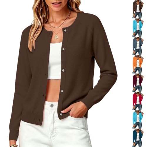 MESSIYO Cardigan Sweaters for Women Trendy 2026 Fall Oufits Coffee