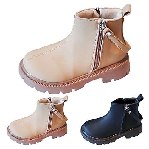 Fashion Autumn And Winter Children Boots For Boys And Girls Flat Soles Thick Soles Non Slip Solid Color Side Winter3
