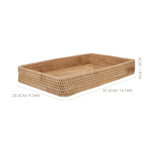 Bandeja Rectangular de Ratán para decoración bohemia y desayunos en la cama o exterior 3