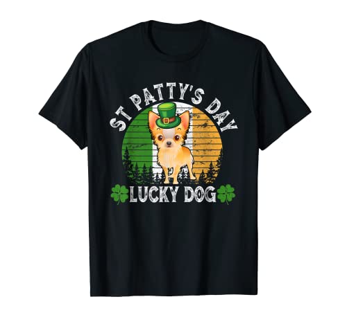 Chihuahua Lucky Dog Leprechaun Hat Shamrock St Patricks Day T-Shirt