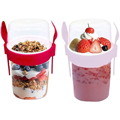 VL müsli to go Joghurt Töpfe 800ml müslibecher to go Hafer Container Cover