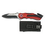 De alta calidad Albainox 19495GR1015, Navaja seguridad con Mango de aluminio, Hoja con sierra de 8.1 cm, color rojo