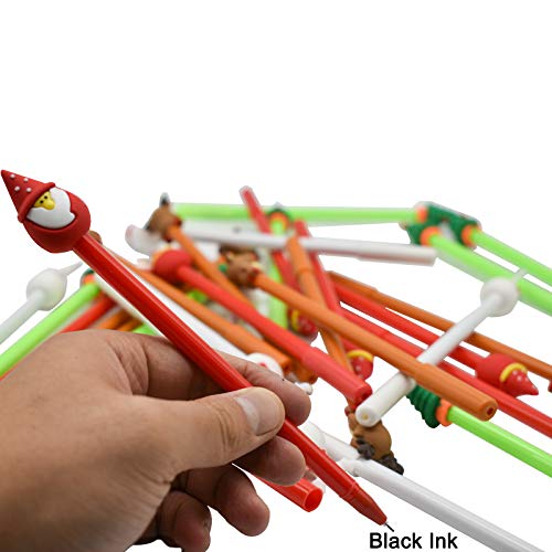 Maydahui 28 bolígrafos de gel negro tema Navidad miniatura 6