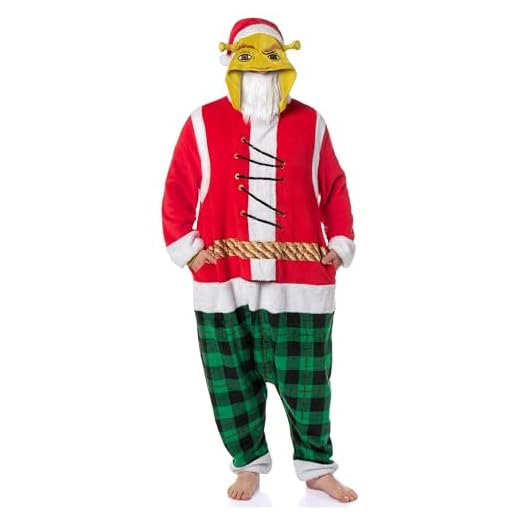 INTIMO Shrek - Disfraz de Papá Noel unisex con capucha de forro polar para hombre y mujer, Shrek Santa, Large/X-Large