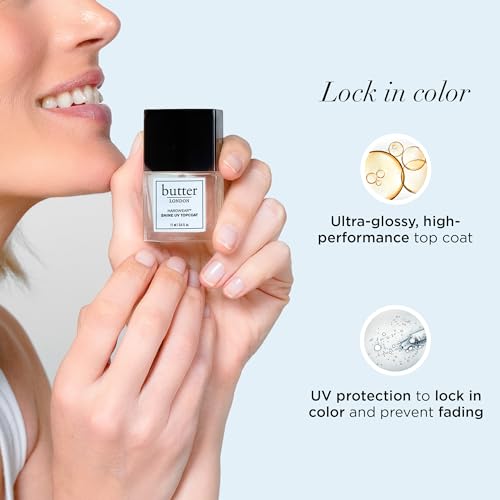 Butter London Hardwear Shine UV Topcoat - Prevents Chipping and Smudging - Delivers Sheer Coverage w