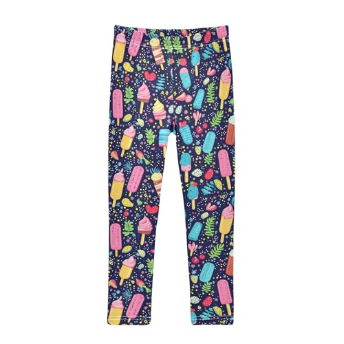 Colorful Popsicle Ice Cream Girls Casual Leggings for Kids Printed Long Pant Bottoms Stretch and Soft
