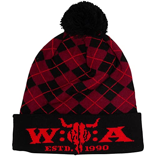 Preisvergleich Produktbild Wacken Open Air Bommelmütze Mütze Kopfbedeckung mit Bommel Argyle schwarz-rot