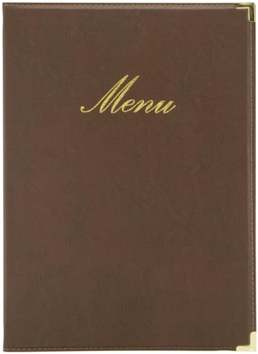 Classic leather style menu holder - (1 double insert included, which displays 4x A4) - A4
