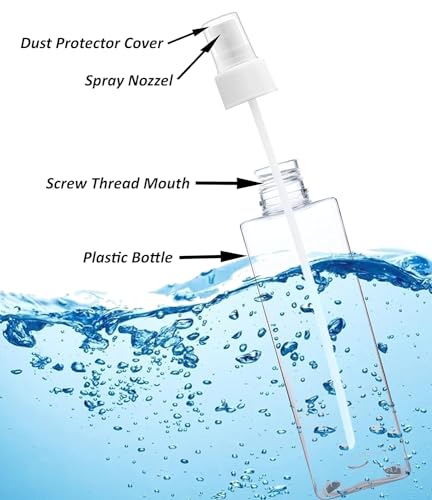 Image of ikis Square Refillable Transparent Plastic Spray Bottle|Fine Mist Spray Bottle| 200ml| Pack of 2| Ideal for storing Perfumes, Sanitizers, Cleaning Liquid and use for a room spray