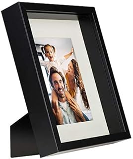 BD ART 8x10 (20 x 25 x 4.7 cm) Black Shadow Box 3D Picture Frame with Mat for 5x7 inch Photo, Glass Front
