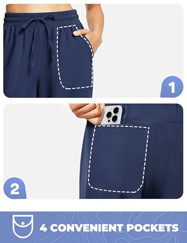 FitsT4 Sports Women's Wide Leg Hiking Capris Quick Dry Long Shorts UPF50+ Lightweight Water Resistant Cropped Pants4