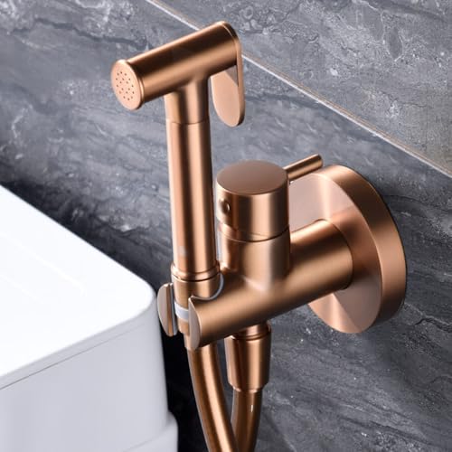 IMEX - Grifo Bidet para WC Empotrado Oro Rosa Cepillado | Ducha para Water con Agua Fria y Caliente | Ducha Higiénica para Inodoro con Rociador Bidé | Griferia Sustituto de Bidet | Serie Múnich