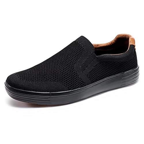Puxowe Mocassins Slip-on pour Hommes Baskets en Maille Respirantes et Confortables Chaussures de Marche Légères et Décontractées 46 EU Tout Noir Cover