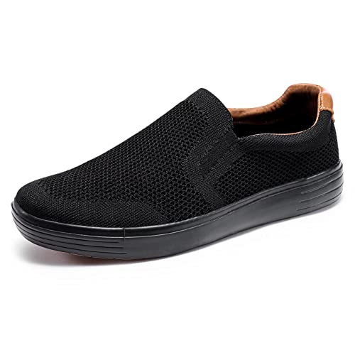 Puxowe Zapatillas para Hombre Malla Slip On Zapatos Deportivas Verano Plano Bambas 42 EU All Black