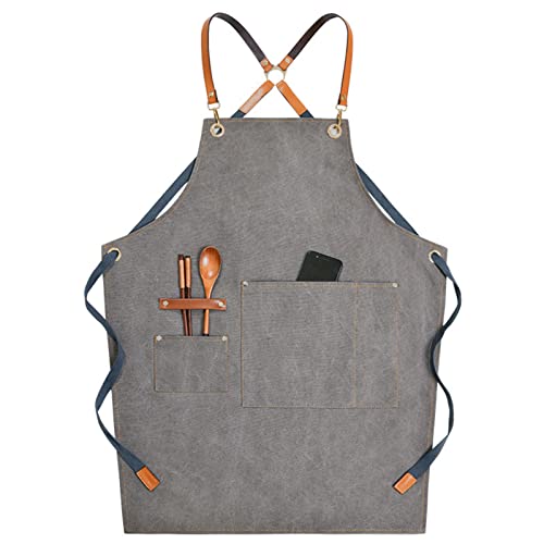 FYYYY Delantal Cocina, Delantales De Mezclilla Duraderos para Hombres/Mujeres para Cocinar Barbacoa, Delantales De…