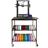Hocomay Rack di archiviazione per filamento stampante 3D con ruote, scaffale di stoccaggio mobile, porta bobina resistente, 3 ripiani, accessori per stampanti, organizer da scrivania per postazione di