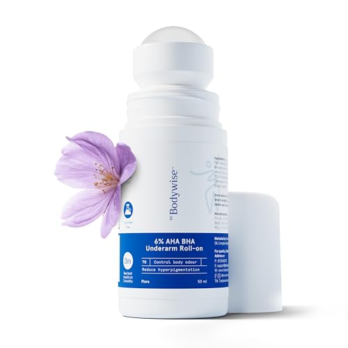6% AHA BHA Underarm Roll-on Deodorant for Even Tone Skin,Reduces Body Odor & Pigmentation | 1% Mandelic, 4% Lactic, 1% Salicylic & Kojic Acid, Alcohol