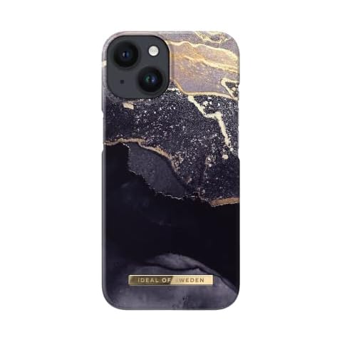 iDeal Of Sweden Fashion Case iPhone 14/13 (Microfiber Lining, Wireless Charger Compatible) (Golden Twilight Marble) Cover